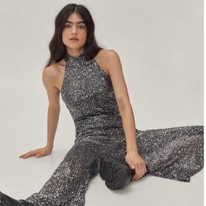 Sequin High Waisted Flare Pants